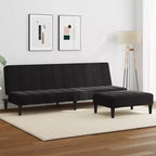 vidaXL Canapé-lit 2 places avec repose-pieds - Velours noir Rembourré Canapé convertible pour salon, chambre, studio, 78,7 x 33,3 x 27,2