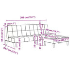 vidaXL Canapé-lit 2 places avec repose-pieds - Velours noir Rembourré Canapé convertible pour salon, chambre, studio, 78,7 x 33,3 x 27,2