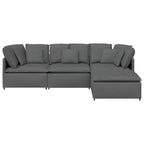vidaXL Canapé modulable avec repose-pieds et coussins Tissu Gris foncé - Gris foncé