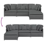 vidaXL Canapé modulable avec repose-pieds et coussins Tissu Gris foncé - Gris foncé