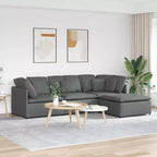 vidaXL Canapé modulable avec repose-pieds et coussins Tissu Gris foncé - Gris foncé