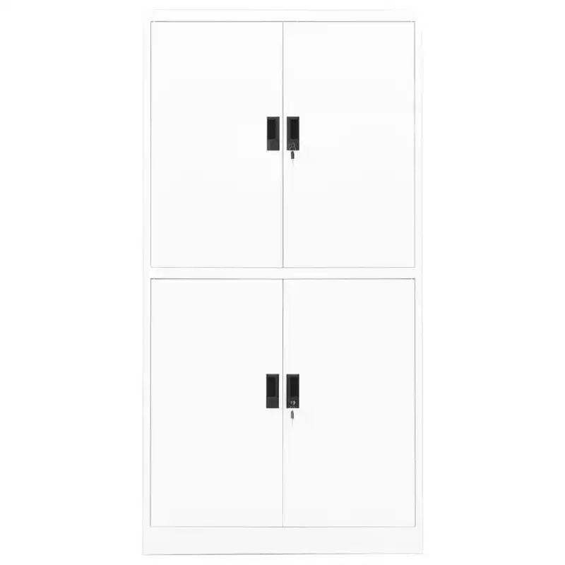 vidaXL Meuble de classement Armoire de rangement en métal avec étagères pour bureau à domicile, en acier - Blanc