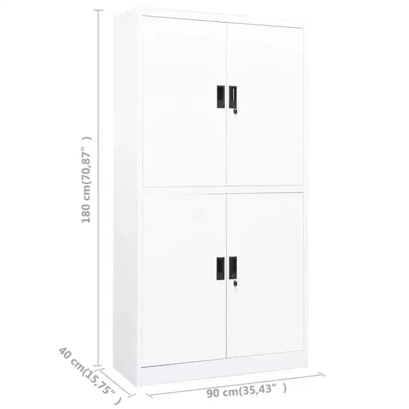 vidaXL Meuble de classement Armoire de rangement en métal avec étagères pour bureau à domicile, en acier - Blanc
