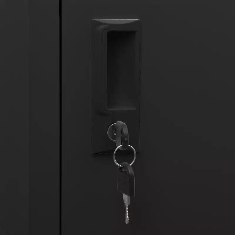 vidaXL Armoire de Vestiaire en Acier - Moderne, Verrouillable, Ventilée, avec 5 Compartiments et Porte-Étiquettes - Noir