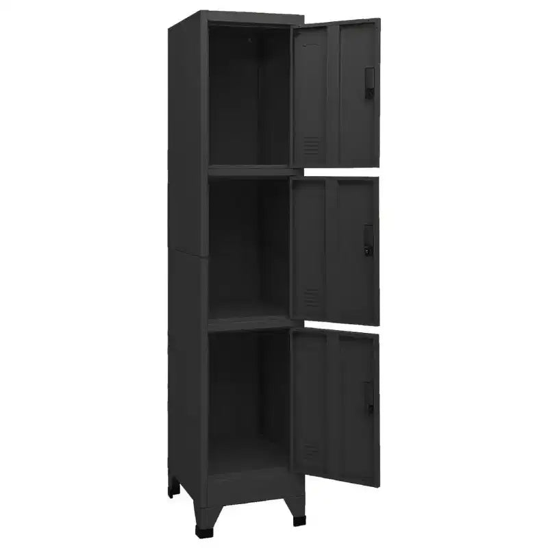 vidaXL Casier en Acier Noir Armoire de Rangement Rectangulaire Moderne