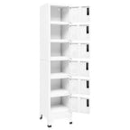 vidaXL Armoire de rangement, Blanc, Acier, 38 x 40 x 180 cm, Armoire de rangement