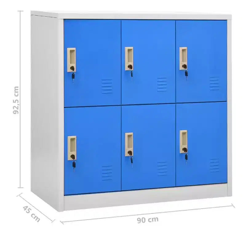 vidaXL Lot d'armoires de Rangement, Organiseur de Sécurité en Acier pour Écoles, Bureaux, Gris et Bleu, Montage Facile Requis, 5 pièces