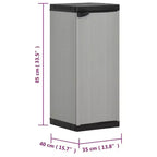 vidaXL Armoire de rangement de jardin – Organiseur de patio compact, en PVC et PP, avec 1 étagère et serrure de sécurité, gris et noir, 35x40x85 cm