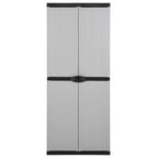 vidaXL Armoire de rangement de jardin à 3 étagères - Matériau PVC et PP robuste - Conception verrouillable - Convient pour l'extérieur - Gris&Noir, 26.8x15.7x66.1