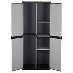 vidaXL Armoire de rangement de jardin à 3 étagères - Matériau PVC et PP robuste - Conception verrouillable - Convient pour l'extérieur - Gris&Noir, 26.8x15.7x66.1