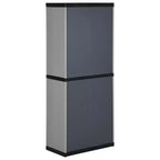vidaXL Armoire de rangement de jardin à 3 étagères - Matériau PVC et PP robuste - Conception verrouillable - Convient pour l'extérieur - Gris&Noir, 26.8x15.7x66.1