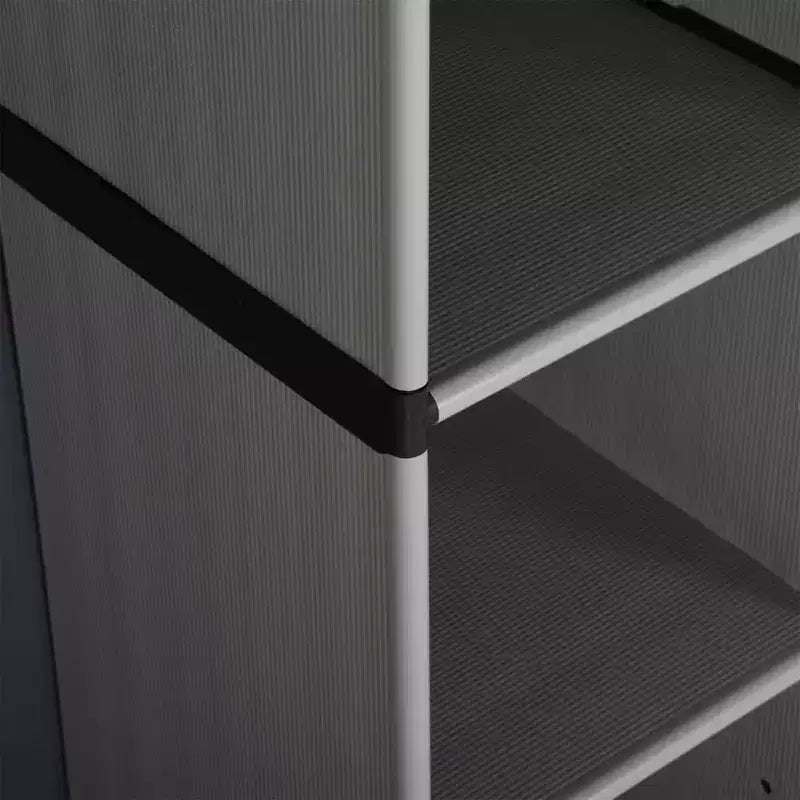 vidaXL Armoire de rangement de jardin à 3 étagères - Matériau PVC et PP robuste - Conception verrouillable - Convient pour l'extérieur - Gris&Noir, 26.8x15.7x66.1