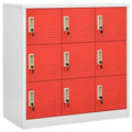 vidaXL Steel Locker Cabinets, Set of 2 - Modern Design Locker Storage with 9 compartments, Ideal for School or Office - Gray and Red