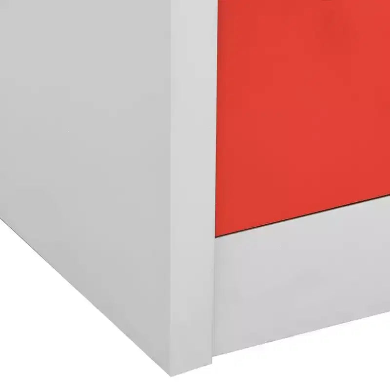 vidaXL Casiers en Acier, Lot de 2 - Rangement de Casier au Design Moderne avec 9 Compartiments, Idéal pour l'École ou le Bureau - Gris et Rouge