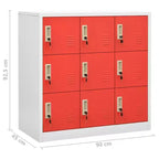 vidaXL Casiers en Acier, Lot de 2 - Rangement de Casier au Design Moderne avec 9 Compartiments, Idéal pour l'École ou le Bureau - Gris et Rouge