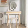 31.5 Natural Wood Makeup Vanity Desk Set