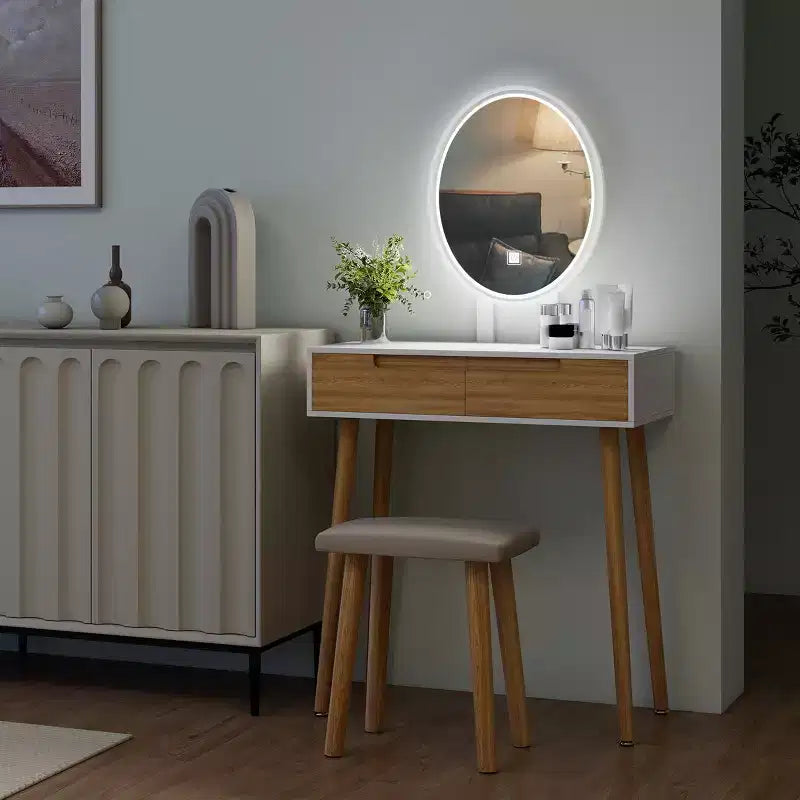31.5 Ensemble de coiffeuse en bois naturel