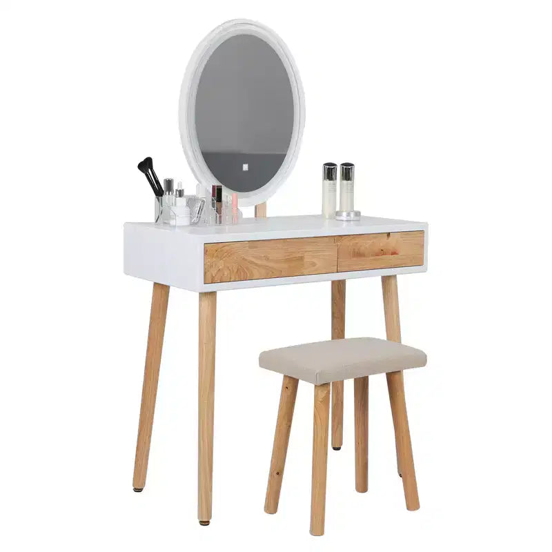 31.5 Ensemble de coiffeuse en bois naturel