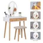 31.5 Ensemble de coiffeuse en bois naturel