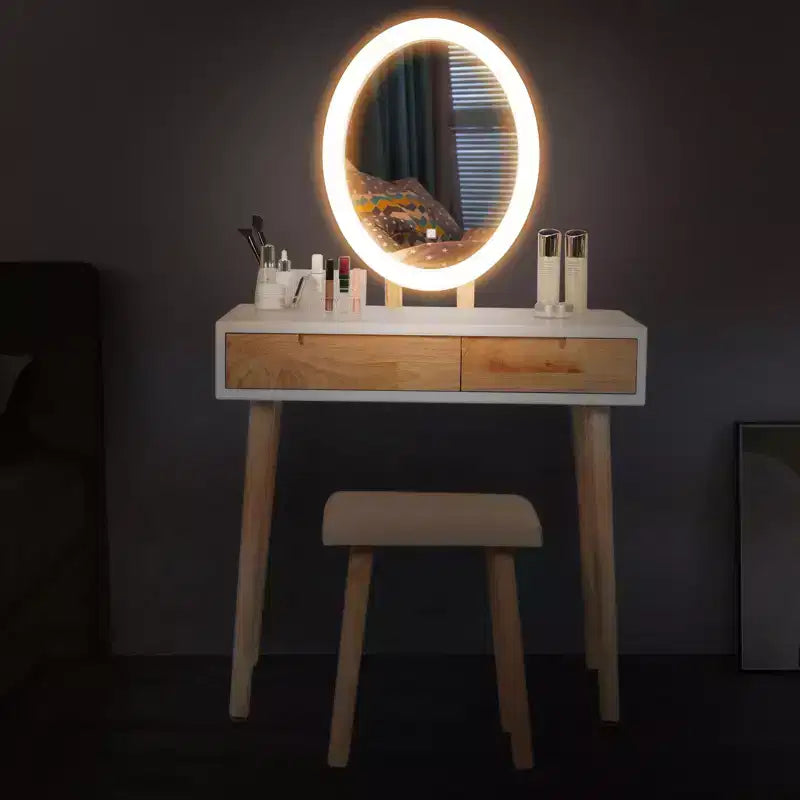 31.5 Ensemble de coiffeuse en bois naturel
