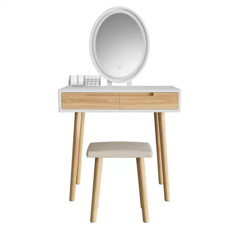 31.5 Ensemble de coiffeuse en bois naturel