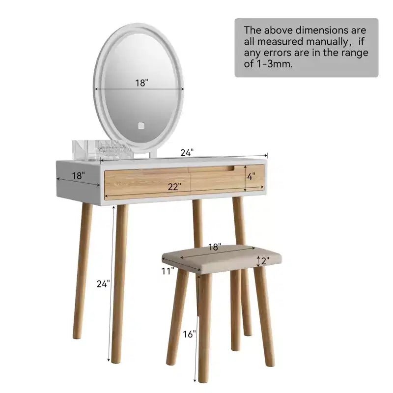 31.5 Ensemble de coiffeuse en bois naturel