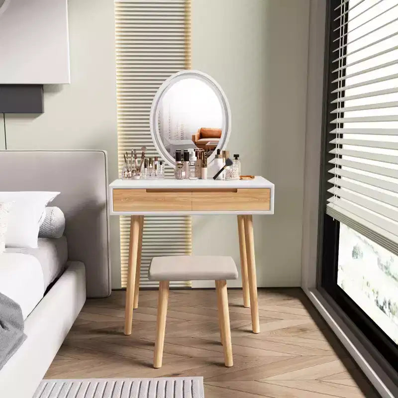 31.5 Ensemble de coiffeuse en bois naturel
