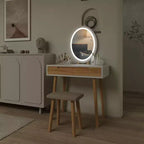 31.5 Ensemble de coiffeuse en bois naturel