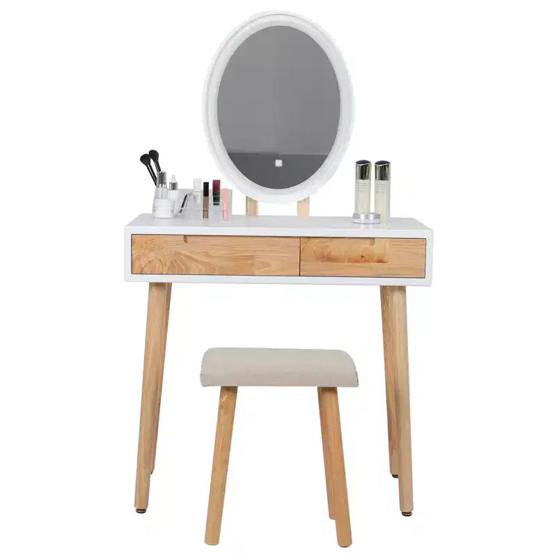 31.5 Ensemble de coiffeuse en bois naturel