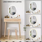 31.5 Ensemble de coiffeuse en bois naturel