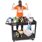 Chariot de service utilitaire à deux étagères extra large Stand Steady Tubstr – Chariot roulant robuste pour entrepôt, école et bureau (noir, 45,5 x 24,5)