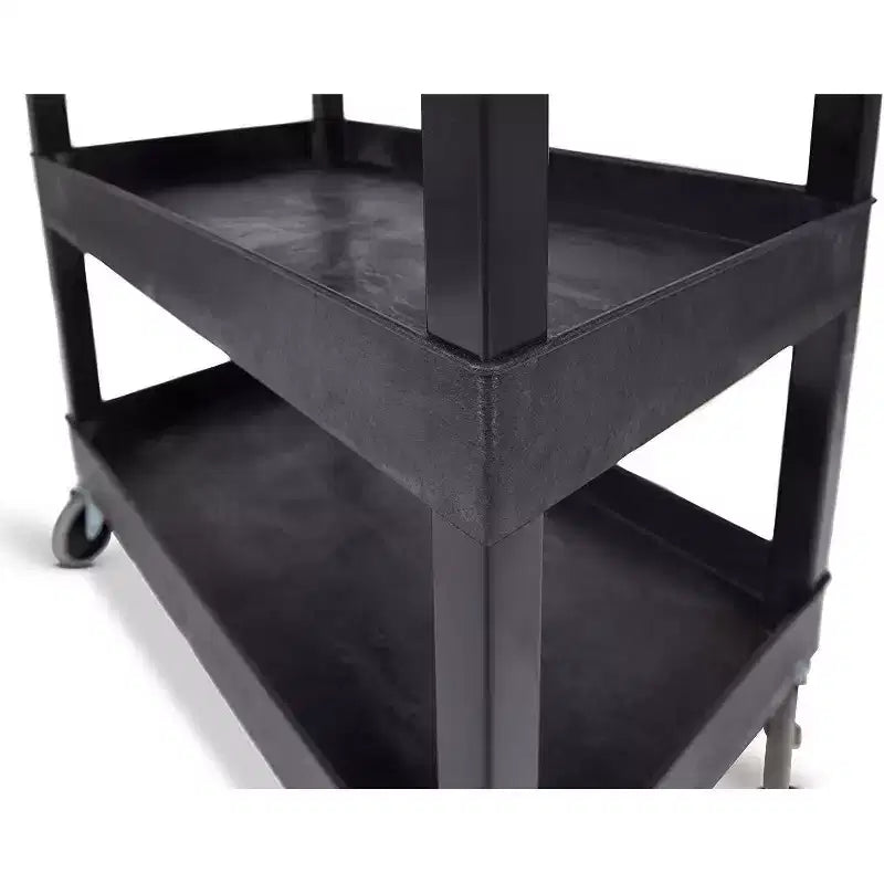 Chariot de service utilitaire à deux étagères extra large Stand Steady Tubstr – Chariot roulant robuste pour entrepôt, école et bureau (noir, 45,5 x 24,5)