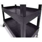 Chariot de service utilitaire à deux étagères extra large Stand Steady Tubstr – Chariot roulant robuste pour entrepôt, école et bureau (noir, 45,5 x 24,5)