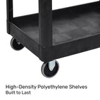 Chariot de service utilitaire à deux étagères extra large Stand Steady Tubstr – Chariot roulant robuste pour entrepôt, école et bureau (noir, 45,5 x 24,5)