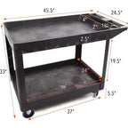 Chariot de service utilitaire à deux étagères extra large Stand Steady Tubstr – Chariot roulant robuste pour entrepôt, école et bureau (noir, 45,5 x 24,5)