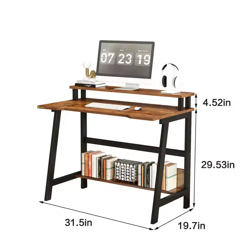 Bureau d'ordinateur en bois - Design minimaliste moderne, Poste de travail et d'étude intégré, Structure peu encombrante, Idéal pour le bureau à domicile et l'étude