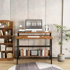 Bureau d'ordinateur en bois - Design minimaliste moderne, Poste de travail et d'étude intégré, Structure peu encombrante, Idéal pour le bureau à domicile et l'étude