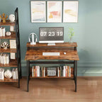 Bureau d'ordinateur en bois - Design minimaliste moderne, Poste de travail et d'étude intégré, Structure peu encombrante, Idéal pour le bureau à domicile et l'étude