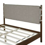 Cadre de lit plateforme Merax en bois d'hévéa de style Mid-Century avec tête de lit à lanières en similicuir