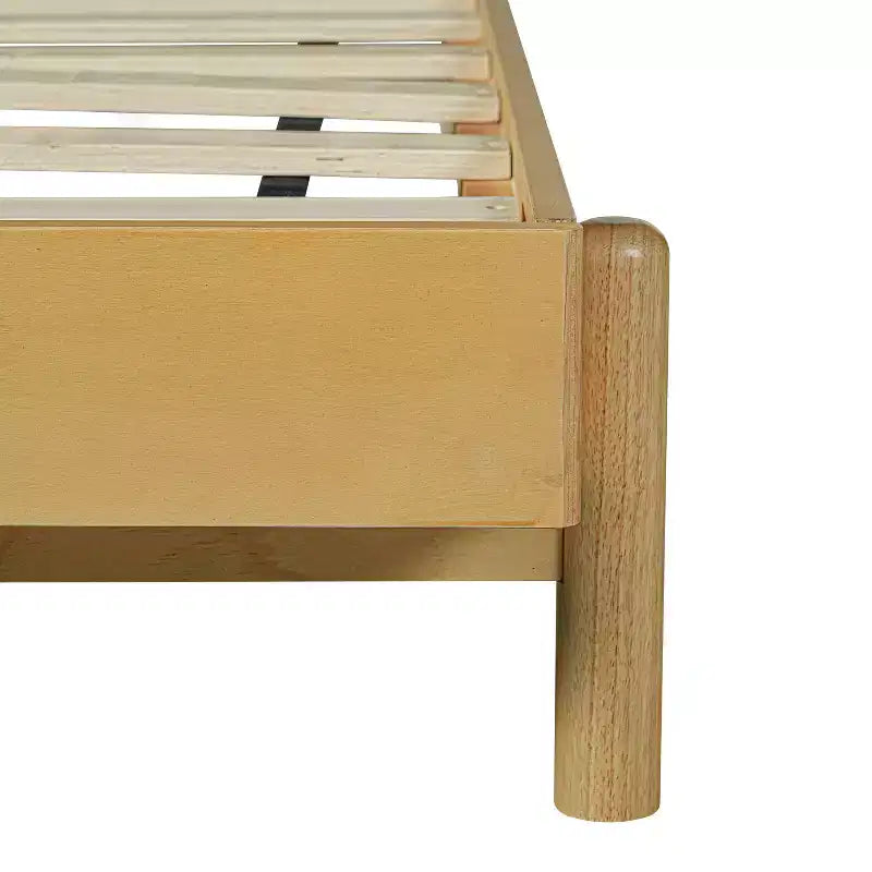 Cadre de lit plateforme Merax en bois d'hévéa de style Mid-Century avec tête de lit à lanières en similicuir