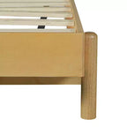 Cadre de lit plateforme Merax en bois d'hévéa de style Mid-Century avec tête de lit à lanières en similicuir