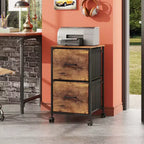 GALAXHERO Meuble de Rangement à 2 Tiroirs, Support Imprimante Mobile pour Bureau à Domicile, Meuble Classeur Vertical, Convient aux Documents A4, Grain de Bois Marron Rustique