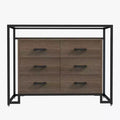 Steel Tempered Glass Triamine Board Raised Bottom Six Drawer Storage Cabinet with Durable Steel Frame and Spacious Drawers