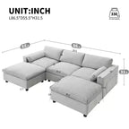 Canapé modulable en chenille de 86,5 pouces avec poches de rangement, poufs et oreillers, canapé nuage en forme de U de 5 places pour salon