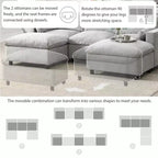 Canapé modulable en chenille de 86,5 pouces avec poches de rangement, poufs et oreillers, canapé nuage en forme de U de 5 places pour salon