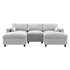 Canapé modulable en chenille de 86,5 pouces avec poches de rangement, poufs et oreillers, canapé nuage en forme de U de 5 places pour salon
