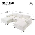 Canapé modulable en chenille de 86,5 pouces avec poches de rangement, poufs et oreillers, canapé nuage en forme de U de 5 places pour salon