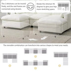 Canapé modulable en chenille de 86,5 pouces avec poches de rangement, poufs et oreillers, canapé nuage en forme de U de 5 places pour salon