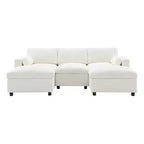 Canapé modulable en chenille de 86,5 pouces avec poches de rangement, poufs et oreillers, canapé nuage en forme de U de 5 places pour salon