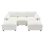 Canapé modulable en chenille de 86,5 pouces avec poches de rangement, poufs et oreillers, canapé nuage en forme de U de 5 places pour salon